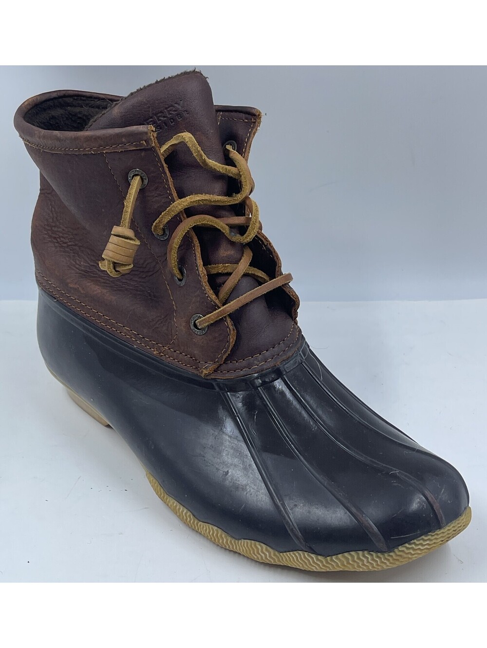 Sperry Top-Sider Duck Boot Women’s Size 9 Black Brown Waterproof  Ankle Shoes